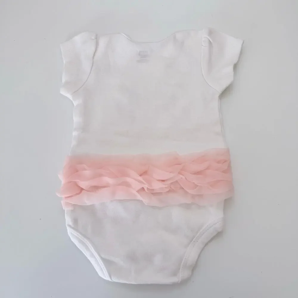 Hudson Baby HB Tutu Cute White Pink Ballet Tutu Baby Onesie Bodysuit